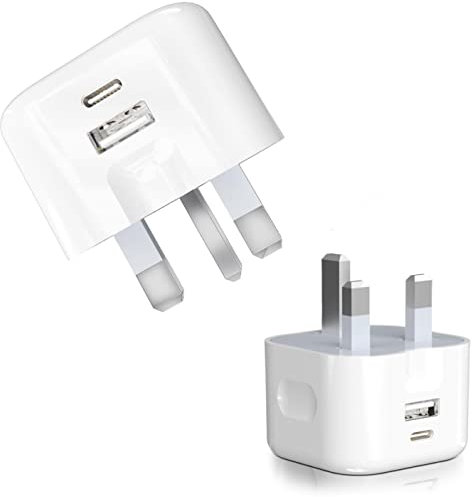 USB C Plug for iPhone 16 15 14 13 12 11 Pro Max Plus X XS XR 8, SE 2020, Pad Pro Air Mini, Samsung Galaxy,20W Fast Charger USBC Type C Power Charging Head Adapter Charge Wall PD UK (2-Pack White)