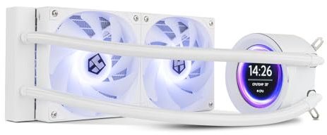 NOX XTREME PRODUCTS X-240 LCD WHITE - Refrigeración líquida ARGB con pantalla LCD personalizable, Intel y AMD, 2 ventiladores 120mm control PWM, bomba base de cobre, radiador doble aluminio, blanco