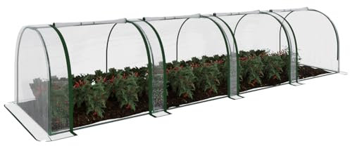 Serra A Tunnel in Acciaio Per Piante Fiori Orto Giardino Telo In PVC Trasparente Con 3 Porte Avvolgibili A Cerniera Protezione Piante Giardinaggio 295 x 100 x 80 Cm
