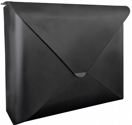 NACH Sleek Envelope Waterproof Wall Mount Mailbox, Large for Outside, Extra Large Capacity, Black, 12.5x4x10 Inches, MB-6950