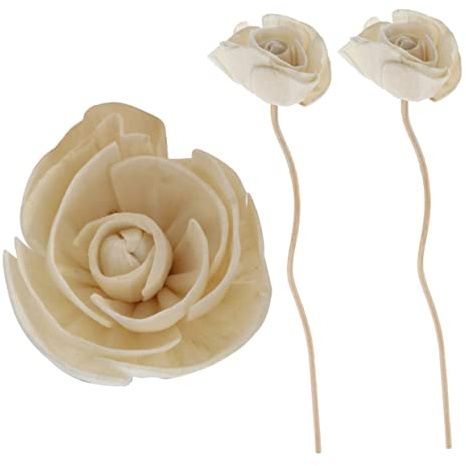 ORFOFE Bastoncini per Diffusore di Oli in Legno Beige Emettitori di Fragranza Delicata Design a Fiore, 3 Pezzi, e Spa