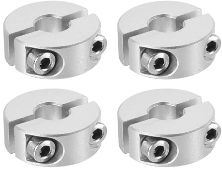 PATIKIL Geteilte Stellringe 8mm Langweilige 25mm OD 8mm Dicke, 4er Pack Aluminiumlegierung Tiefenanschlagringe Klemm mit Gewindestift für die Maschinenbauindustrie, Silber