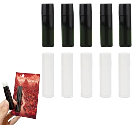10-Stück Lippenstifthülsen Leer, Lippenstift Tubes Set, Lippenbalsam Selber Machen, Wiederverwendbar Kunststoff Leer Lippenpflegestift, Lippenpflege Hausgemachte, DIY Naturkosmetik Lippenbalsams (5g)