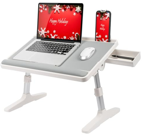 LAPGEAR Laptop-Bett aus Leder mit verstellbaren Beinen, Handgelenkauflage, Medienschlitz und integriertem Stauraum, passend für Laptops bis zu 43,2 cm (17 Zoll), Stil Nr. 78505