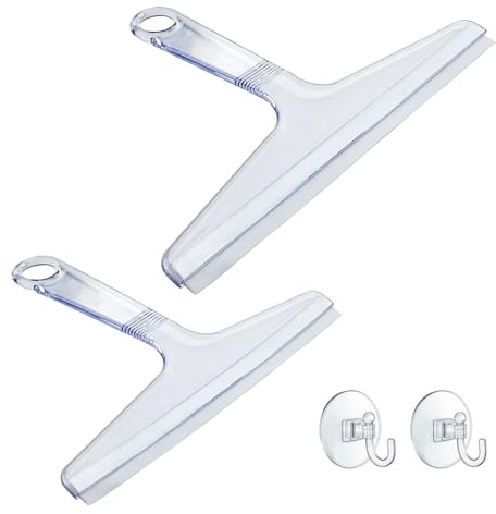 New Talent 2 PCS Shower Squeegee Transparent, for Shower Glass, Shower Doors, Bathroom, Window and Car Glass(1 Large and 1 Small)