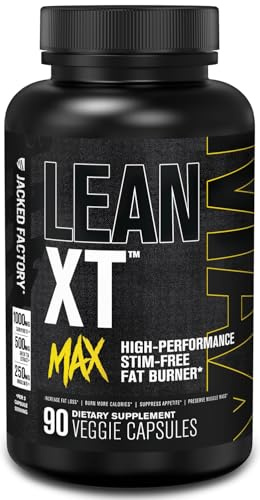 Jacked Factory Lean-XT Max - High-Performance Stim-Free Fat Burner with Carnipure, Green Tea Extract, InnoSlim, & ForsLean for Increased Metabolism, Weight Loss, & Appetite Suppression - 90 Count