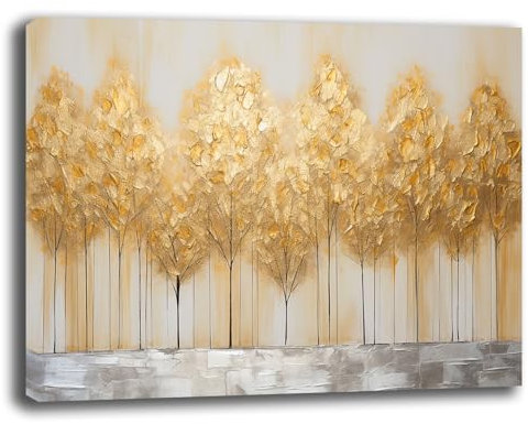 Quadro Moderno Soggiorno ALBERI GOLD ORO 30x40 cm Quadri moderni da Parete grande XXL Stampa su tela Canvas Decorazione Murale muro Arredo Camera da letto Cucina (12, 30x40 cm, Canvas intelaiato)