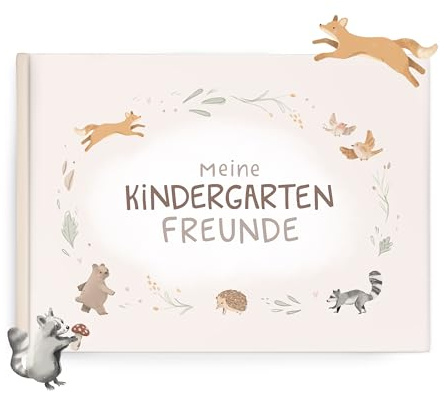 mintkind® Freundebuch Kindergarten – Freundschaftsbuch Waldtiere Aquarell mit 80 Seiten zum Ausfüllen – Für Jungen und Mädchen – Meine Kindergartenfreunde Buch