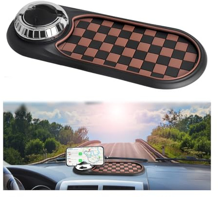VOSSOT Tappetino Antiscivolo Multifunzione Auto, Multifunction Car Anti-Slip Mat Auto Phone Holder, Antiscivolo Autos Cruscotto Tappetino per Telefono Multifunzionale Girevole a 360 Gradi con Numero
