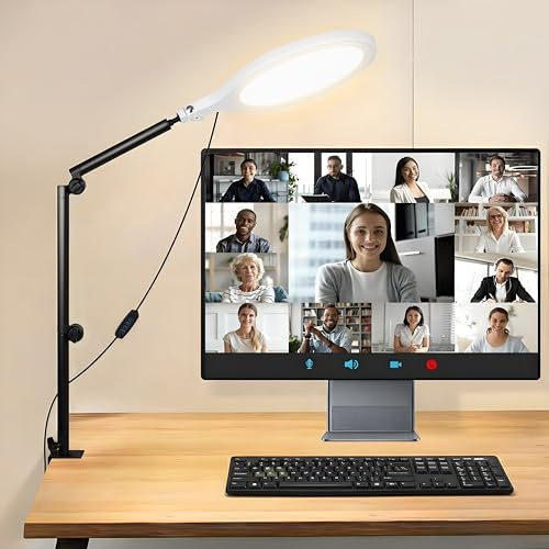 Desk Ring Light with Stand, 90 LED Ring Light for Desk with Clamp, 360°Rotate & Flexible Height Desktop Lamp for Video Recording, Live Streaming, Content Creation
