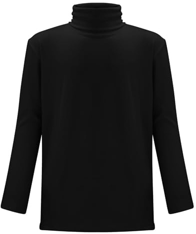 Haut à col montant pour homme - Col roulé - Manches longues - Pull décontracté en coton léger - Couche de base d'hiver chaude, Tops noirs à col montant pour hommes, 4XL
