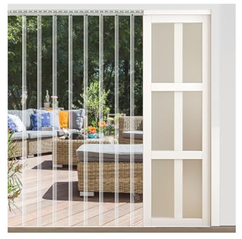 QHLTY PVC-Vertikaljalousienlamellen, wasserdichte Türvorhangstreifen, Gefrierraumvorhänge für Lager, Terrasse, Garage, Geschäft, Stall, Industrie(105x200cm)