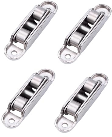 Polea Para Puertas Correderas - Juego de 4 Poleas para Puertas Correderas | Rodamiento Doble Rueda Ajustable Inclinación Aleación Zinc Silencioso Para Cocina Balcón Salón Estudio