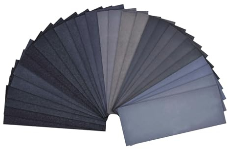 28 Stück Profi Schleifpapier Set 23 x 9,3 cm, Körnung 120 150 180 240 320 400 600 800 1000 1200 1500 2000 2500 3000, Nass und Trocken für Auto Metall Holz Lack Wände Glas Schleifen Finishing