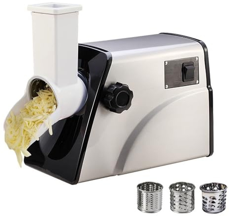Rallador eléctrico de queso, máquina trituradora rotativa profesional, cortador de verduras multifuncional para moler rápidamente queso y preparación de ensaladas (acero inoxidable)