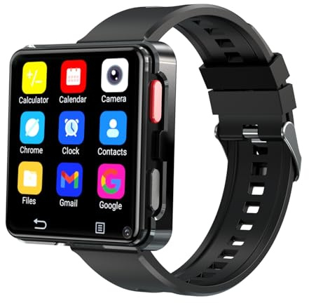 Montre Connectée Homme, 4GB+128GB Android 11 GPS 4G Smartwatch Téléphone, 2,65 Pouces Grand Ecran Dual Camera Montre Sport Homme avec 1200 mAh Port Type-C WiFi, Montre Telephone avec Slot Sim