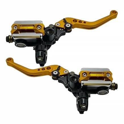 Neixlyi Motorradbremshebel Motorradlenker Zylinderhebel Griff Hydraulische Bremspumpe Kupplung(Gold)
