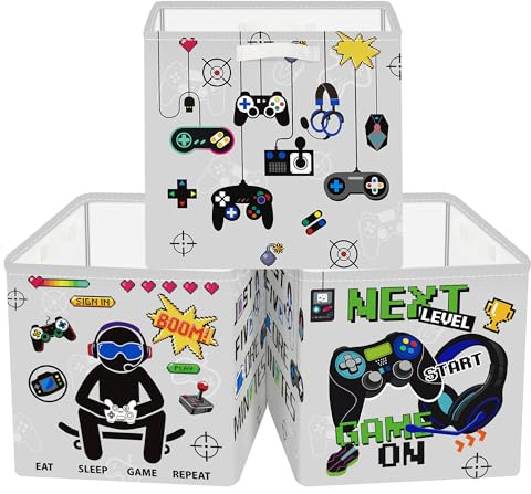 Clastyle 3 Set Controller Kallax Scatola Portaoggetti Bambini Contenitori | Cesto Portaoggetti Ripiegabili per Scaffale, Scatole Stoccaggio Bambini con Manici, 30x30x30 cm