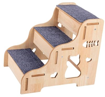 Whtkoph Hundetreppe für Kleine Hunde, Hundetreppe Fürs Bett, Tragbar, rutschfest, Praktische Katzentreppe für Sofas Und Couches Im Innenbereich, Auch für älte, 3. Schritt