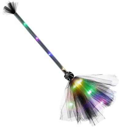 Genérico Escoba Accesorios De Disfraz Malla Ligeros Con Luz LED | Escoba Cosplay Luminosa Para Halloween para Niños Interior Exterior Jardín y Patio Puerta Principal Porche y Árbol