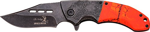 Elk Ridge ER-A006 Serie, Taschenmesser ORANGE CAMO STYLE Griff, 10,16 cm Outdoormesser ROSTFREI Klinge für Angeln/ Camping, kompaktes 998gr Klappmesser