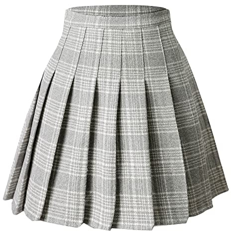 Hoerev Jupe plissée Polyvalente avec Short pour Femme,Bande Grise,42