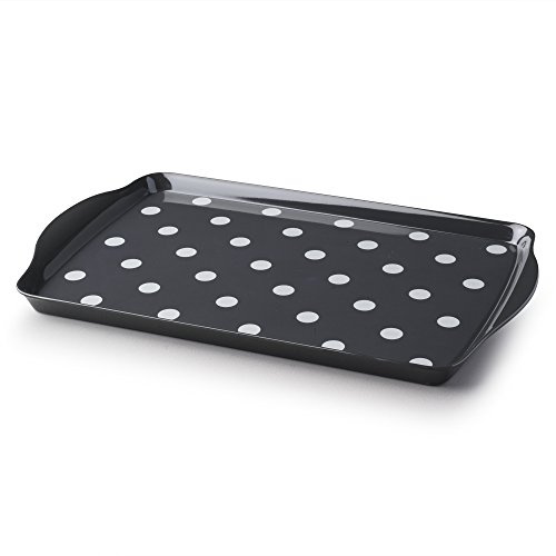 Zeal Plateau de service en mélamine à pois gris foncé G203T 38 x 24 cm