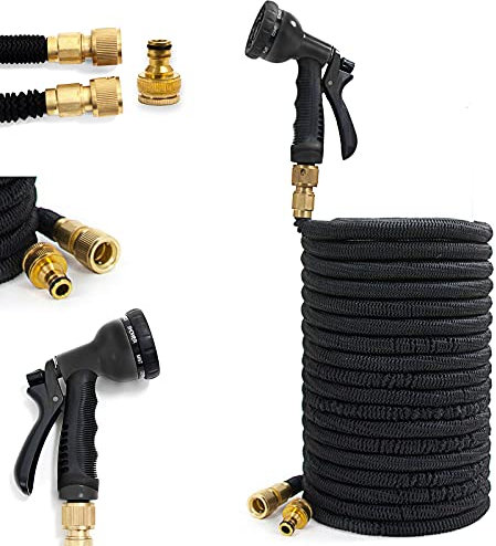 Grafner Premium Flexischlauch, 30 Meter, 4-fach Latexkern, 10-fach Soft-Multifunktionsbrause, massiver Mantel aus 5000D Mesh Polyester, Messing Kupplungen, KEIN PLATZEN, flexibler Gartenschlauch