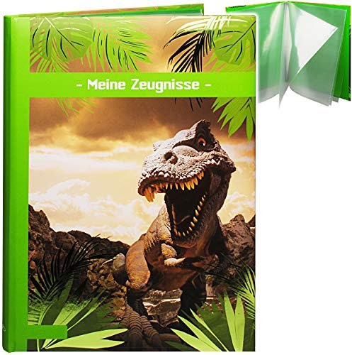 A 4 - Zeugnismappe/Dokumentenmappe - Meine Zeugnisse Dinosaurier - Tyrannosaurus Rex - GEBUNDEN mit festen Seiten - A4 - Softcover - für Kinder und Erwach..