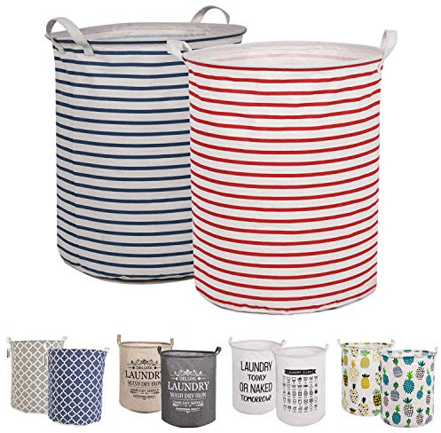LessMo 2PCS 19.7 Wäschekorb Sortierer – Faltbar - 2er Set Wäschesammler spart Zeit beim Sortieren - Wäschesack - Wäschekörbe - Laundry Baskets - 50 x 40 cm (Streifen, Verdickt 19 / Groß)