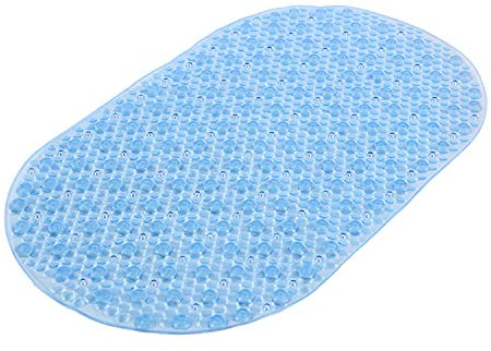 Gedy G-Solid Tappeto Antiscivolo Vasca con Ventose, Misure: 39x69, Tappetino Bagno in Resina, Finitura Azzurra, Design R&S, 100% Made in Italy, Tappeto Lavabile in Lavatrice, 2 Anni Garanzia