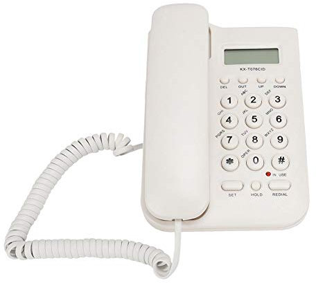 Landline Phone, KX-T076 Caller ID Display Corded Telephone Support FSK/DTMF Dual System for Home/Office, Clear Sound(White)