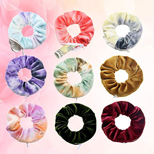 LATTCURE Haargummis Samt Scrunchies mit reißverschluss Haar Gummibänder Haarbänder Elastischer Bunte Haarschmuck Haarseil für Mädchen Damen Frauen Pferdeschwanz (9 Stück)