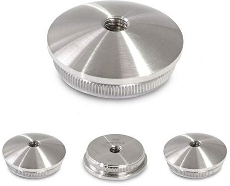 Endkappen Edelstahl V2A Rohrverschluss Deckel Rohrstopfen Stopfen f Geländerrohr 42,4mm (Gewölbt | Vollmaterial | Ø 42,4mm | M8 Gewindebohrung)
