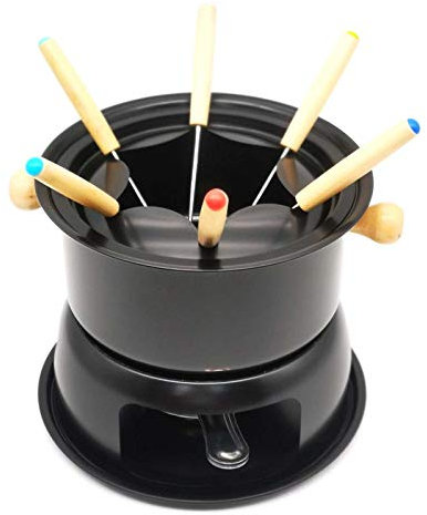 Fonduta Set Fonduta al Cioccolato, Set Fonduta al Formaggio Set per Fonduta in Acciaio al Carbonio per 1 Persone per fonduta/DIY Fonduta al Cioccolato (Nero)