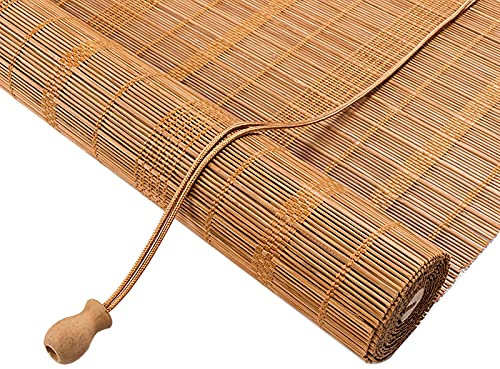 Bambusrollo, Lichtfilter Roll Up Jalousie, Bambus Jalousien, Sonnenschutz, Rollläden, Privatsphäre, Atmungsaktiv, Belüftung, Anti-UV, für Innen, Außen, Patio, Büro, Dekoration,50x120cm/20x48in