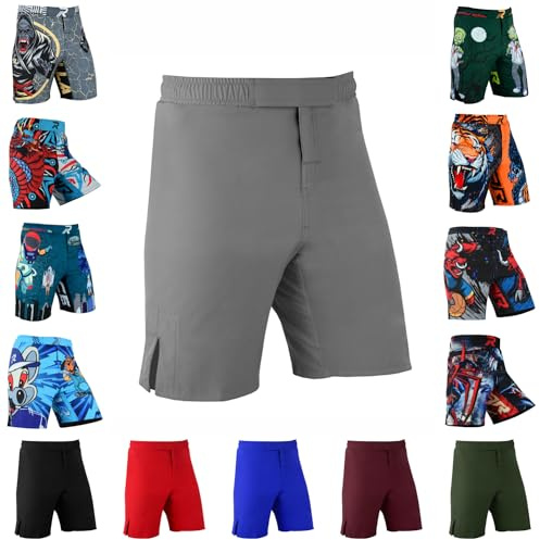 Roar Kids Mixed Martial Arts MMA Shorts BJJ Cross Training Gym Boxing Grappling Kickboxing Muay Thai Workout Shorts (Y-XLarge, Gray)