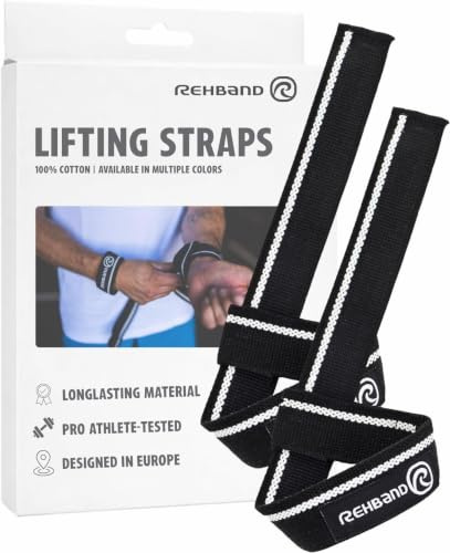 Rehband Lifting Straps - Profi Zughilfen für schwere Lifts | Maximale Griffkraft & Handgelenk-Stabilität | Ideal für Kreuzheben, Pull-Ups & Bodybuilding | Extra langlebig & rutschfest