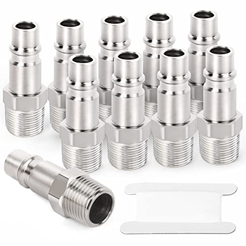 ERGAOBOY 10 pièces 1/4 filetage BSP mâle prise d'air en acier industriel, accessoires d'outils pneumatiques raccords à connexion rapide bouchons pneumatiques