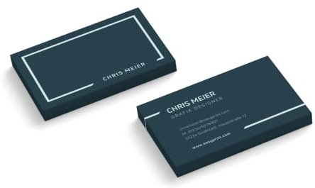 100 Visitenkarten drucken | Frame | 2-seitig | Querformat | personalisieren | Farbe + Papier zur Auswahl | Facility Management | Berater | Dozent | Lehrer | Verlag | Auto | Journalist (Blau)