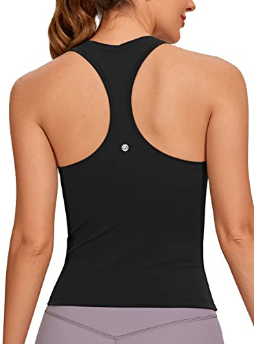 CRZ YOGA Butterluxe Débardeur à Dos Nageur pour Femme Fitness Athletic Yoga sans Manches Tank Top Noir 42