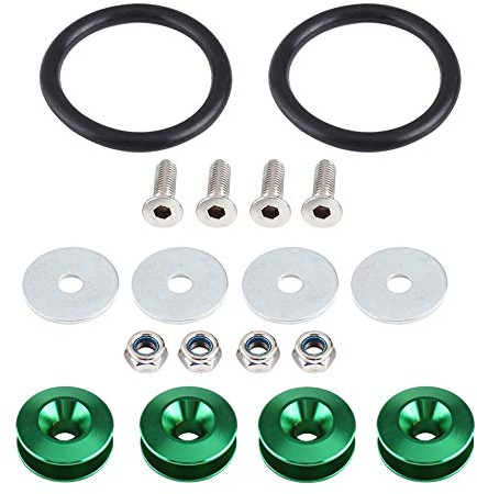 Jadeshay Rondella paraurti Auto Rondella paraurti Auto in Lega di Alluminio Bullone Motore bay Dress Up Kit Chiusura a sgancio rapido(Verde)