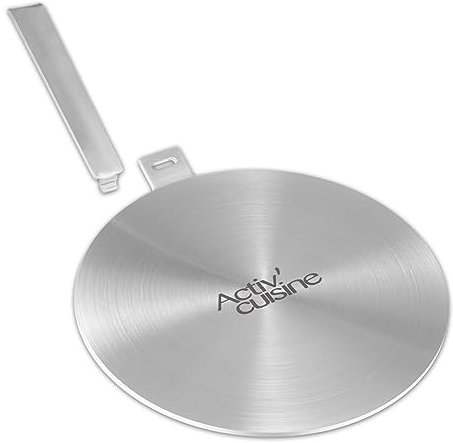 ACTIV CUISINE Adaptador de inducción de disco placa de 20 cm de difusión de calor de acero inoxidable, difusor de inducción Moka para utilizar cafeteras y utensilios de cocina
