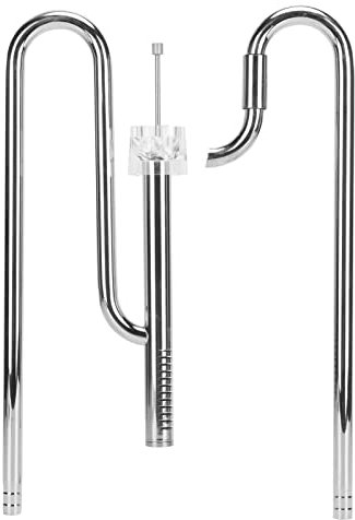 Asixxsix Aquarium-Zufluss-Abflussrohr, 360 Grad Drehbares Edelstahl-Zufluss- und Abflussrohr-Set Wasserregulierendes Metall-Lily-Rohr-Oberflächen-Skimmer mit 2 Acrylhaltern (16/22 mm) (16mm/0.63in)