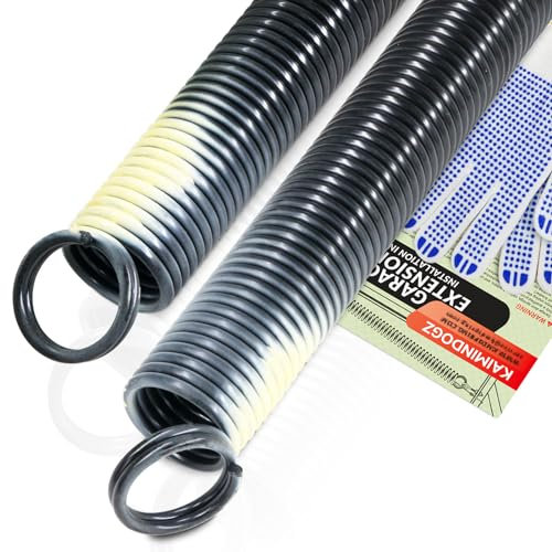 KaiMinDogz Garagentor-Verlängerungsfedern, 63,5 cm lang, Doppelschlaufenenden, hochpräzise Elektrophorese, schwarz beschichtet, min. 16.000 Zyklen, für 2,1 m hohe Garagentore, 2 Stück, 90,7 kg