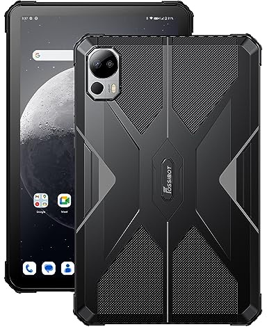 FOSSiBOT DT1 Outdoor Tablet, 11000mAh Akku, 16GB+256GB(1TB Extend), 48MP+16MP, 10.4'' 2K Display Android 13 IP68 IP69K Robust Tablet, Dual SIM 4G,4 Box Stereo Lautsprecher, GPS Schwarz