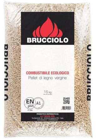 BRUCCIOLO Pellet FAGGIO E Abete A1 ENPLUS per STUFE E TERMOSTUFE 15 kg