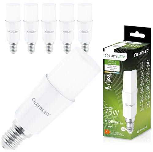 Lumiled 6x E14 LED Lampen Stabform 10W (75W) LED Stick Birnen Glühbirne 1055lm Neutralweiß 4000K Maiskolben Leuchtmittel Energiesparlampe Blendfreie Beleuchtung für Leselampe T45 Stablampe