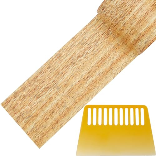 GORGECRAFT 57mm X 4.57m Holzmaserung-Klebeband Mit Schaber Navajo-Weißes Holz Strukturiert Selbstklebend Maserung Reparaturband Wasserdicht Für Tür Tisch Stuhl Möbel Bodendekoration