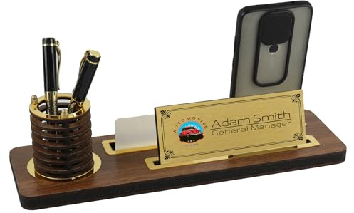 Personalisierte Luxus-Schreibtisch-Namensschild | Holz-Schreibtisch-Namensschild mit Stift und Kartenhalter, benutzerdefinierte Schreibtisch-Namensschild, Büro Zeichen, Schreibtisch Zeichen